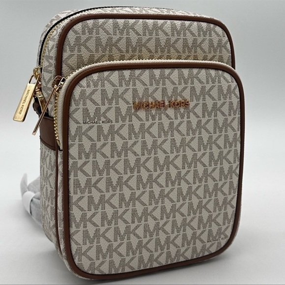 Michael Kors Medium NS Chain Xbody Bag Vanilla/Brown - Picture 1 of 13